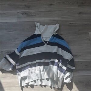 Aerie Blue and White Striped Knit Sweater
